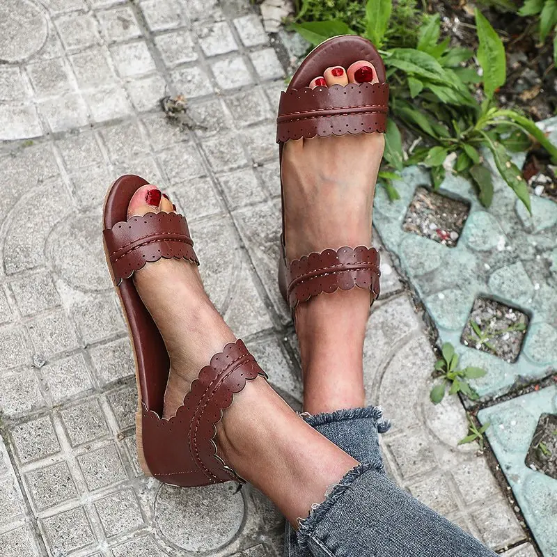 

Women Retro Flats Summer Sandals for Women Open Toe Beach Shoes Female Zipper Casual Platform Sandalias Mujer Plus Size 42 43