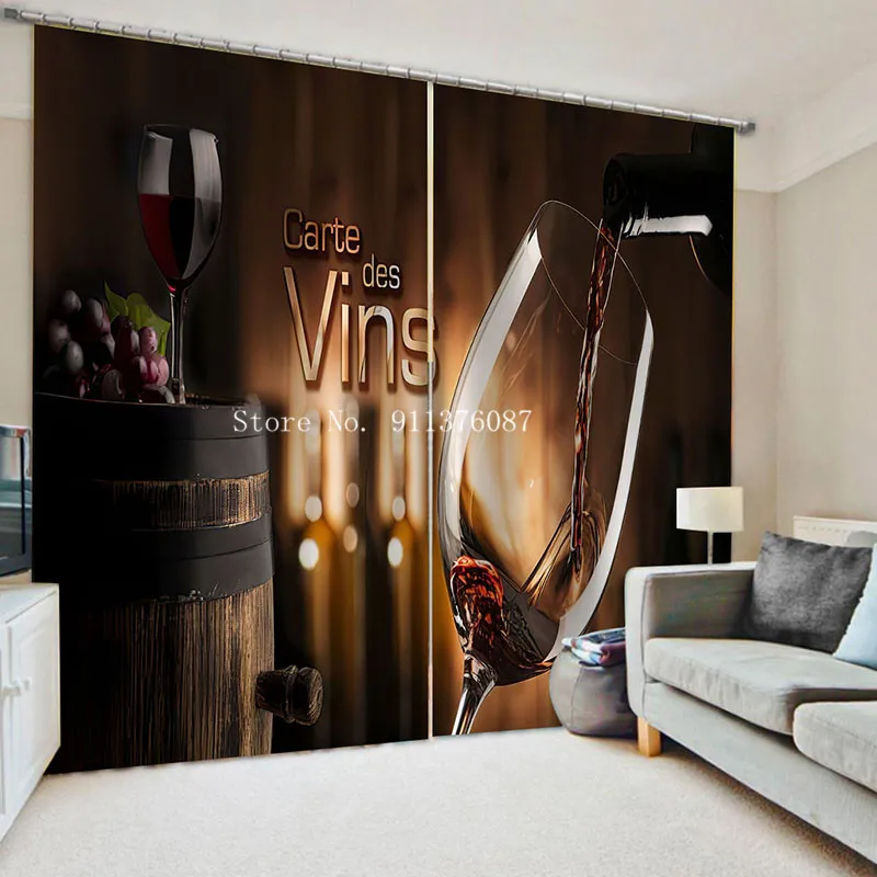 Хит продаж винные занавески винный шкафчик бутылка и искусство винограда на