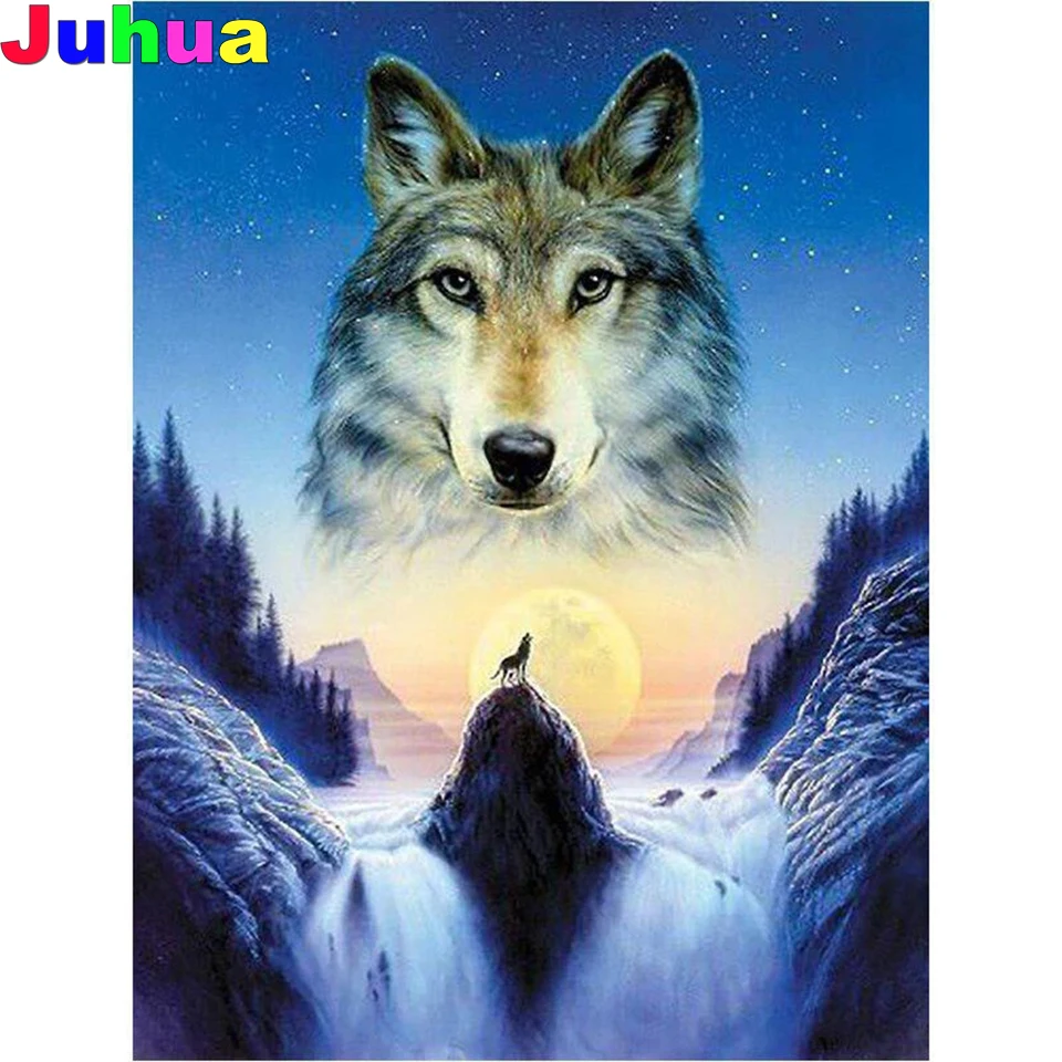 

Wolf 5D DIY diamond painting,full,square,round waterfall animal diamond embroidery gift kit mosaic diamond stitch home decor