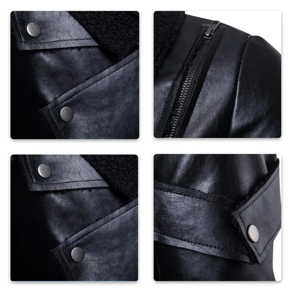 Мужская Черная куртка yunклос европейского размера мотоциклетная кожаная с