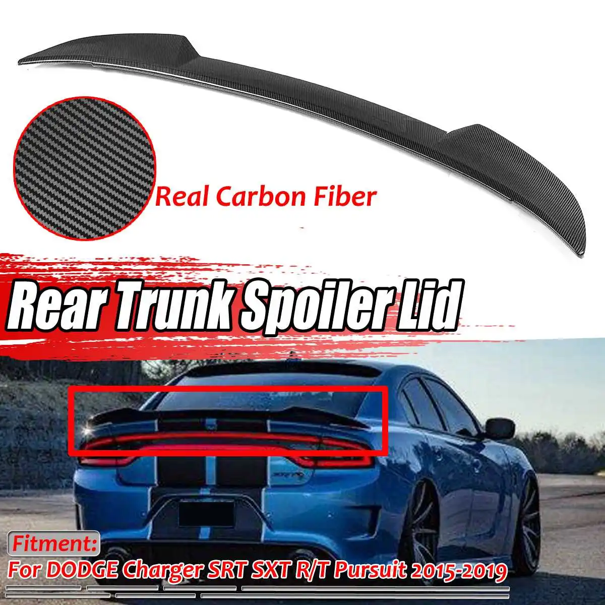 Задний спойлер для багажника Dodge Charger SRT SXT R/T новый из настоящего углеродного