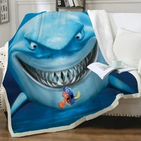 nknk shark blankets ocean bedspread for bed animal plush throw blanket blue thin quilt funny bedding throw sherpa blanket animal