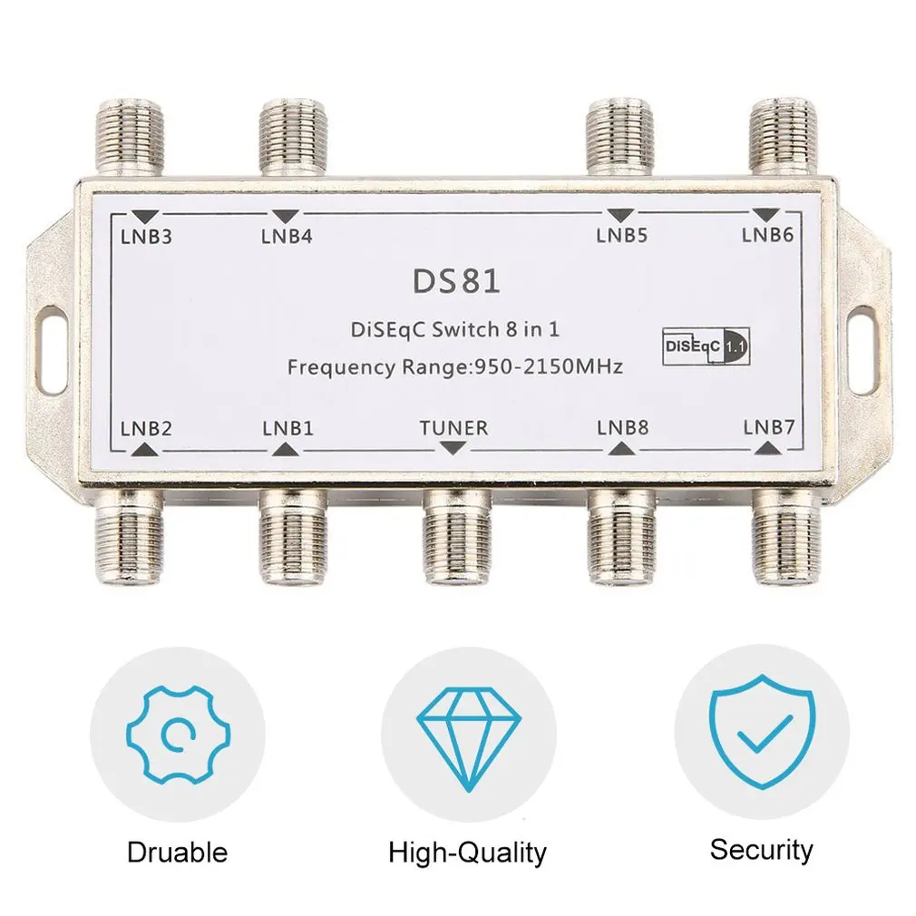 DS81 8 в 1 спутниковый выключатель DiSEqC LNB Ontvanger Multischakelaar Zware Zink gegoten Chrome Behandeld Прямая