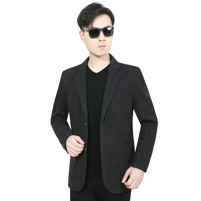 Мужской твидовый Блейзер элегантный деловой Повседневный пиджак с английским