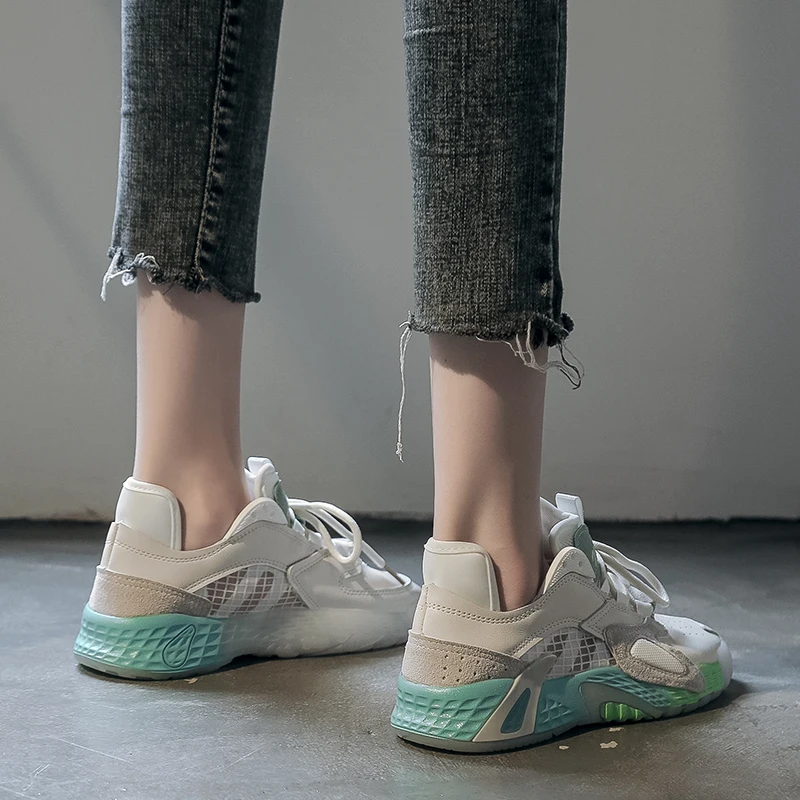 

2020 spring and summer thick bottom contrast color old fashion shoes breathable wear-resistant casual sports shoes Z541