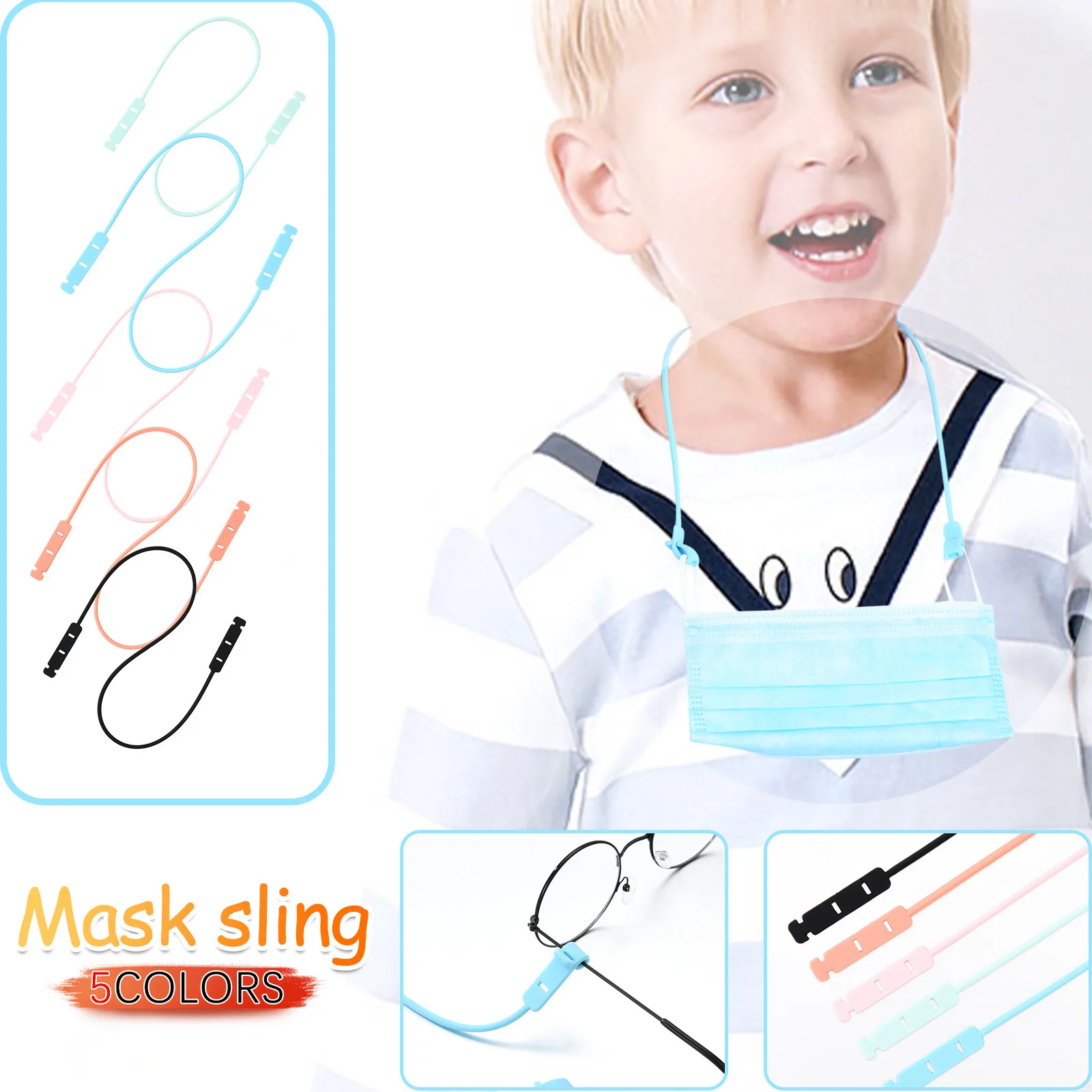 

Adjustable And Easy To Use Hanging Neck Mask Rope Silicone Solid Color Light And Convenient To Carry High Quality Accessories D8