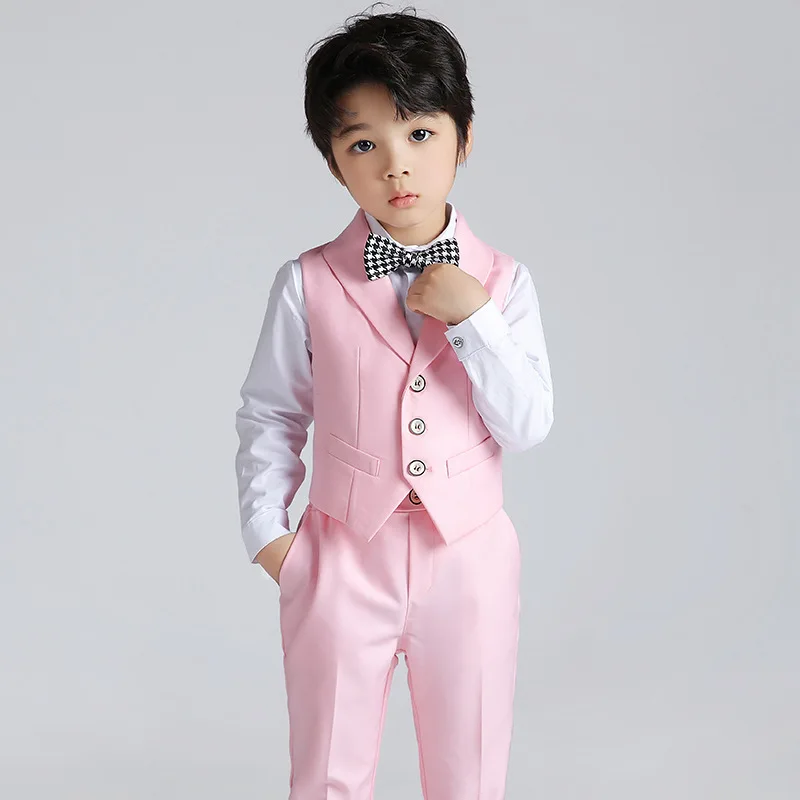 Цветочный костюм для мальчиков на свадьбу детский строгий жилет и брюки комплект