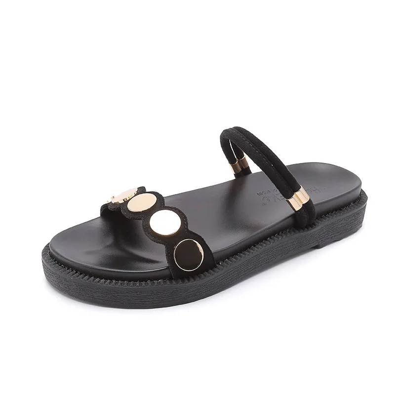 2020 summer new two wearing women sandals female fashion Metal decoration girl slippers casual sandalias | Обувь