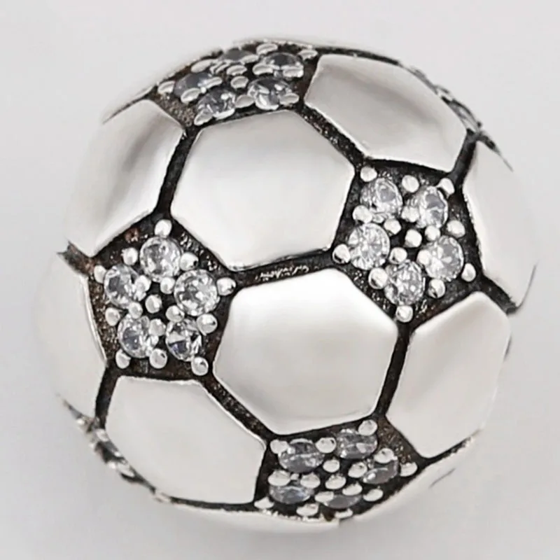 

Original 925 Sterling Silver Bead New Products Shine Football Beads Fit Pandora Women Bracelet & Necklace Diy Jewelry