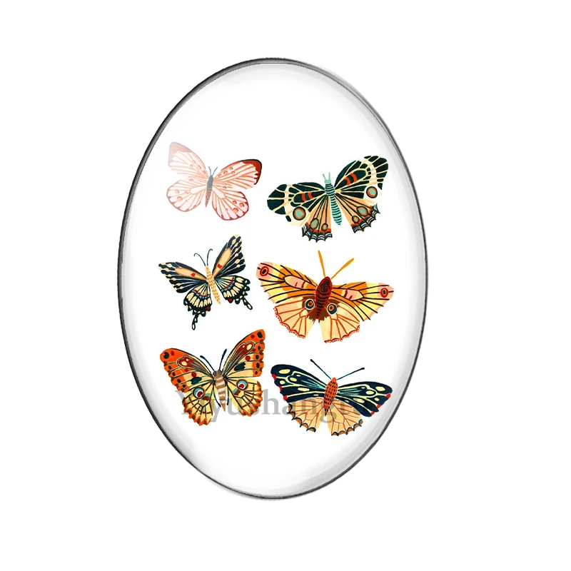 Модные Красочные бабочки Летающие и танцевальные Овальные Кабошоны 13x1 8 мм/18x2 5