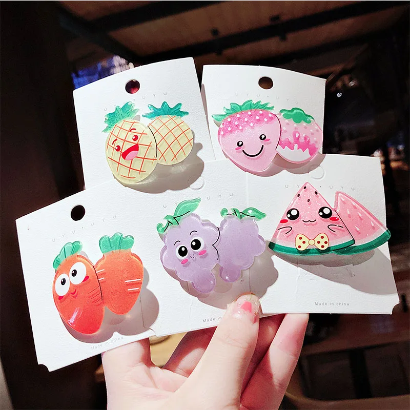 Новое платье для девочек с милой фруктовой винограда арбуз клубника заколки