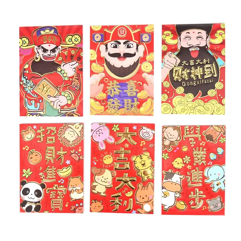 6 шт./компл. Традиционная новогодняя красная сумка для денег Hongbao китайский