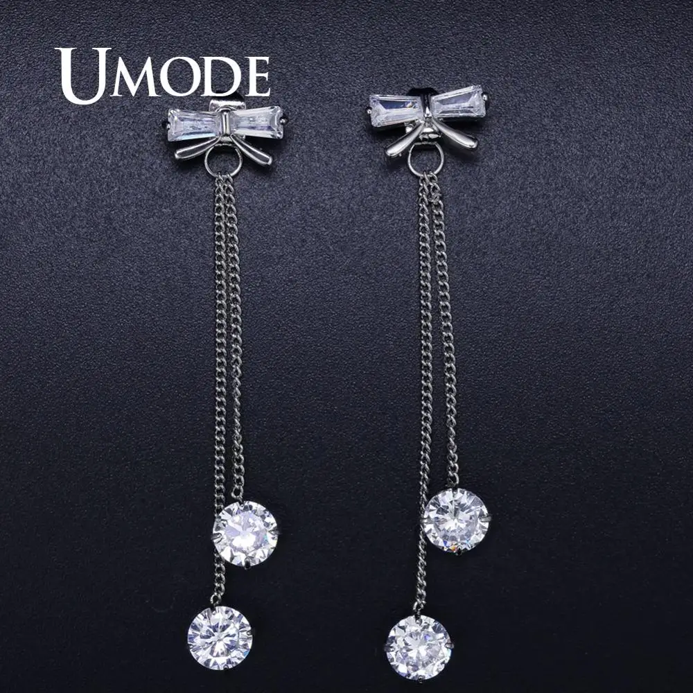 Модные свадебные длинные висячие серьги UMODE для женщин женские ювелирные изделия