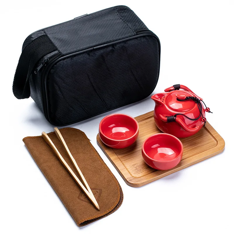 Путешествия Чайный набор портативный мешок быстрый гость Кунг Фу керамика один