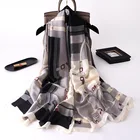 Роскошный брендовый шелковый шарф для женщин на осень и зиму, новый стиль, модные шарфы с цветовым принтом, Женская Популярная бандана, Пляжная шаль