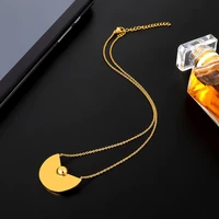 classic stainless steel fashion necklace collier femme simple sector design charm women girls wedding party necklaces jewelry