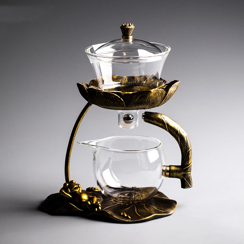 Термостойкий стеклянный чайный набор lotus Магнитная чаша с поворотной крышкой