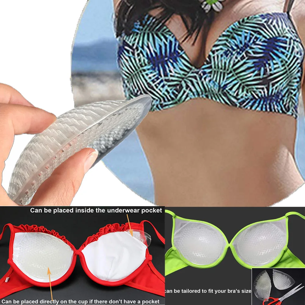 1 пара вкладышей/силиконовая искусственная кожа, бюстгальтер, прозрачный  купальник, пуш-ап, дышащий бесшовный силиконовый усилитель груди |  AliExpress