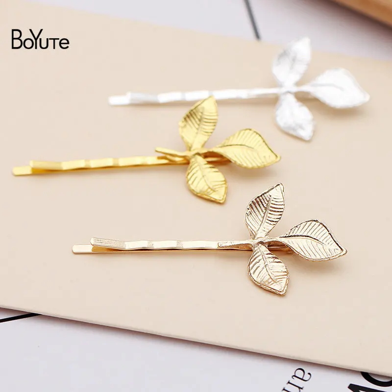 Leaf 29x31MM BoYuTe(10 шт./лот) металлический сплав Лось Морская звезда ветка заколки для волос в форме листа Модные женские ювелирные аксессуары - Цвет: Leaf 29x31MM