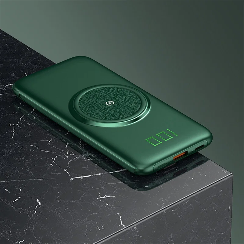 

20000mAh Wireless Power Bank Powerbank 10000mAh Powered LED Display Portable Charger External Battery With Four Cable