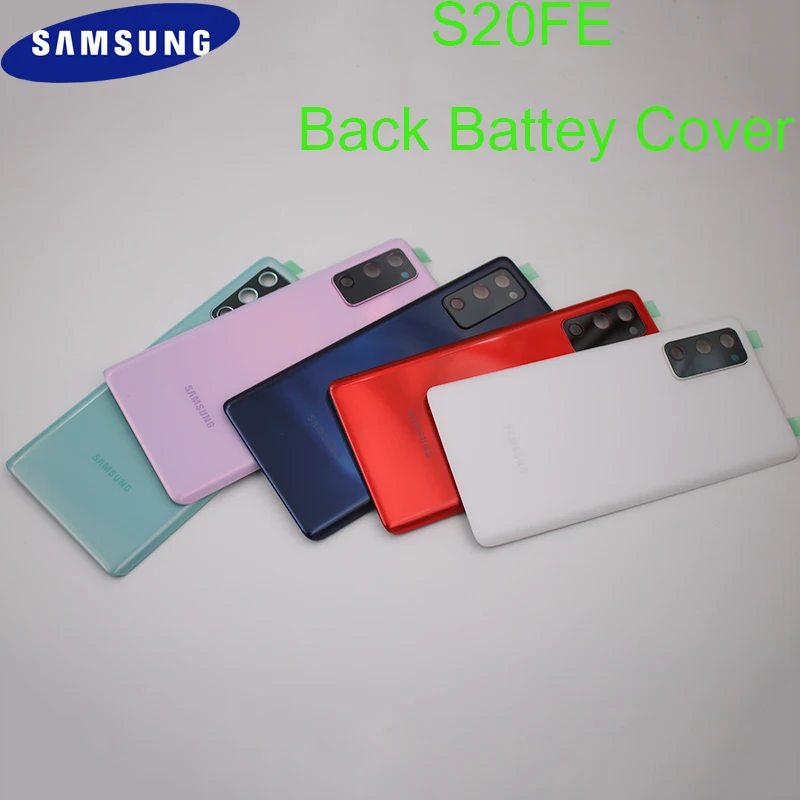 

Оригинальная задняя крышка батарейного отсека Samsung S20FE запасные части для ремонта + стеклянный объектив камеры и логотип для Galaxy S20 FE