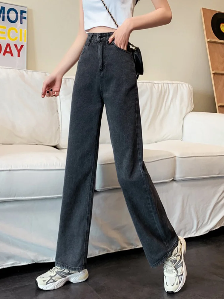 

Straight Jeans Children's Thin New High Waist Versatile Loose Thin Floor Mops Wide Leg Pants Capris