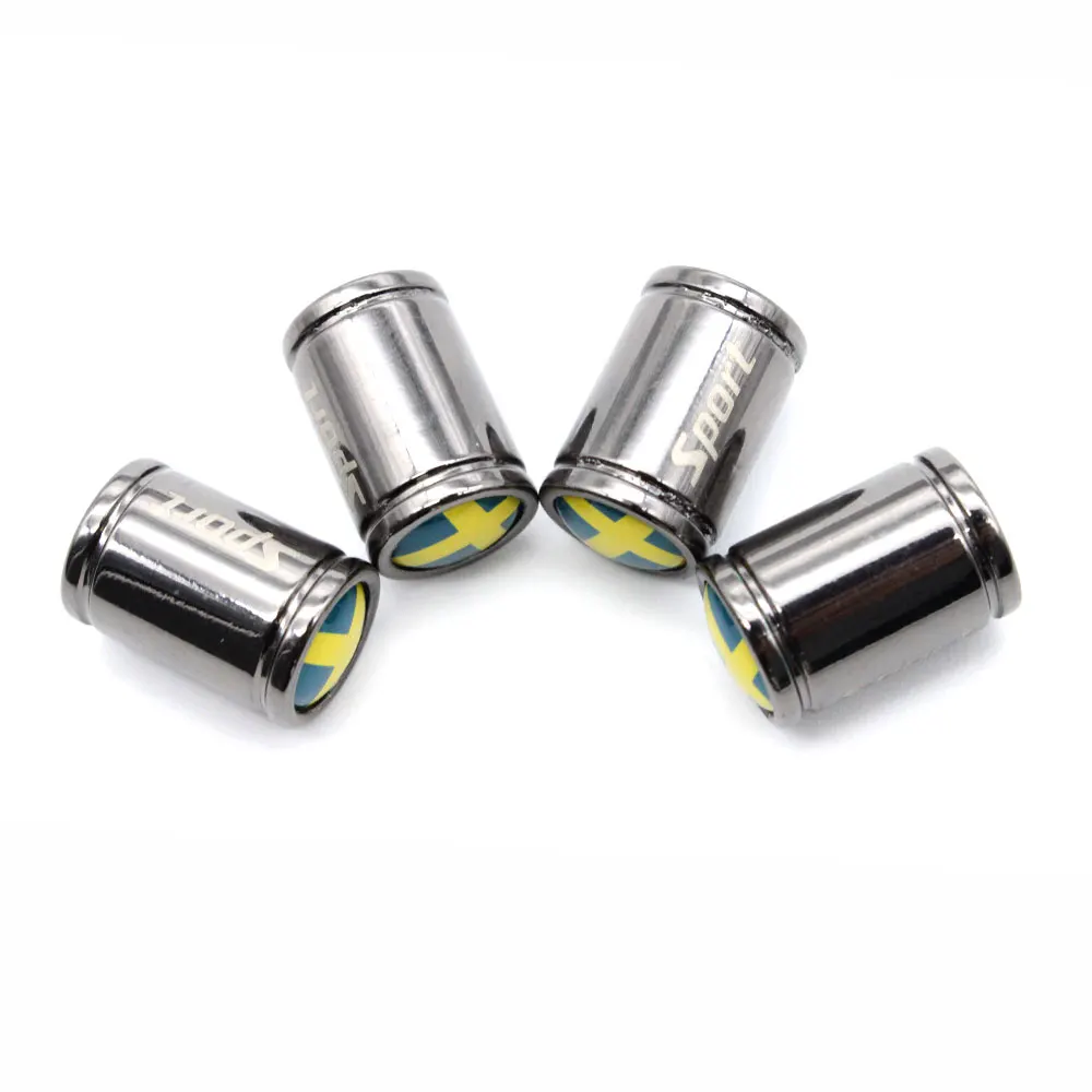 4 Pcs/Set Copper +Chrome Sweden flag Style Tire Valve Stem Cap Wheel Air Caps for Auto Cars|Стержни и колпачки клапана| |