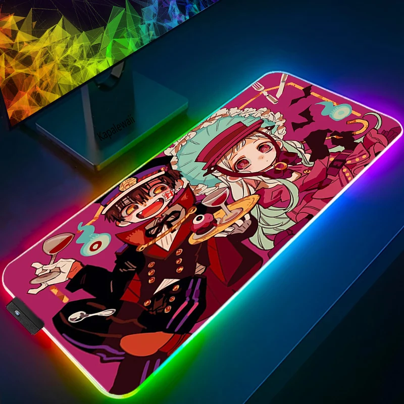 

Cartoon Hanako Kun RGB LED Light Gaming Mouse Pad Large Computer Mousepad Gamer Carpet Mause Pads Desk Play Mat With Backlit