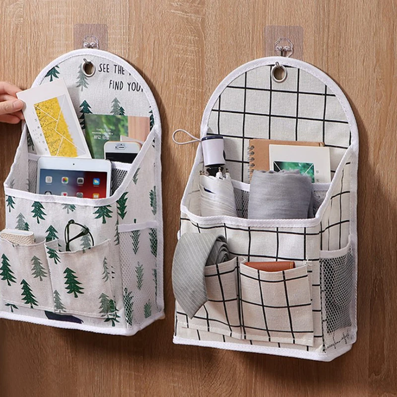 

Hanging Storage Bag Multi-function Lattice Bedside Organizer Dorm Room Phone Book Magazine Storage Pocket Home Kitchen Organizer
