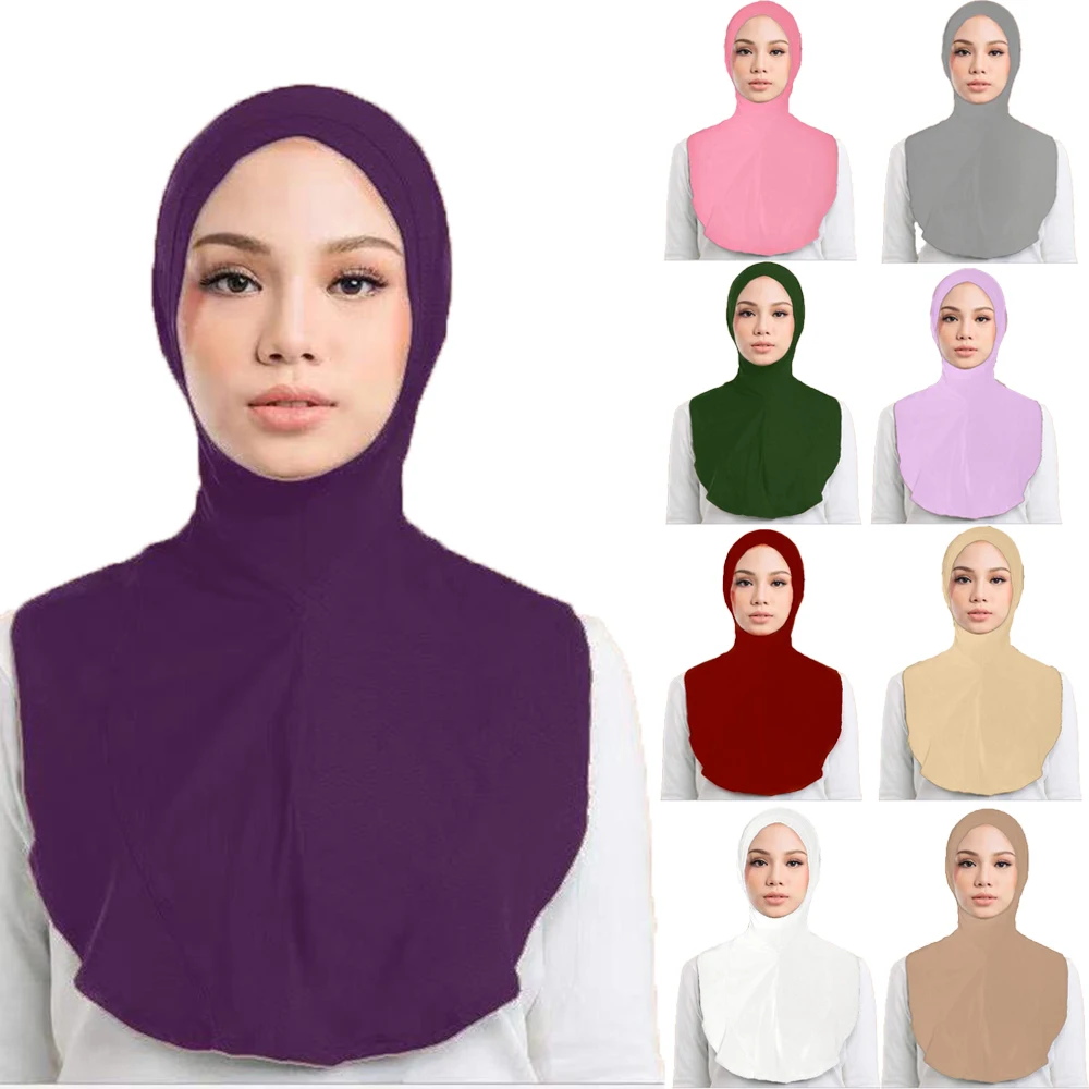 

Muslim Women Hijab Full Cover Scarf One Piece Amira Niqab Islamic Prayer Hijabs Hats Headwear Underscarf Turban Bone Bonnet Cap