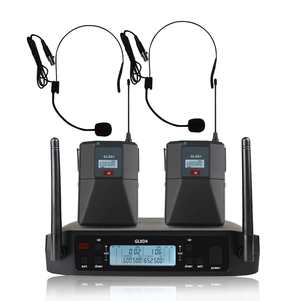 

SOM GLXD4 High Quality Professional Dual Wireless Microphone System stage performances Dynamic 2 Channel 2 Handhelds