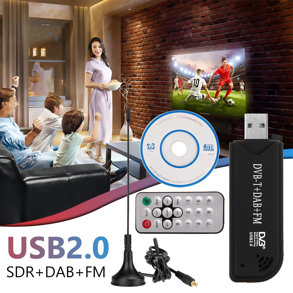 IR Remote Digital satellite USB TV Stick DAB FM DVB-T RTL2832 FC0012 SDR RTL-SDR Dongle Stick Digital TV Tuner Receiver images - 6