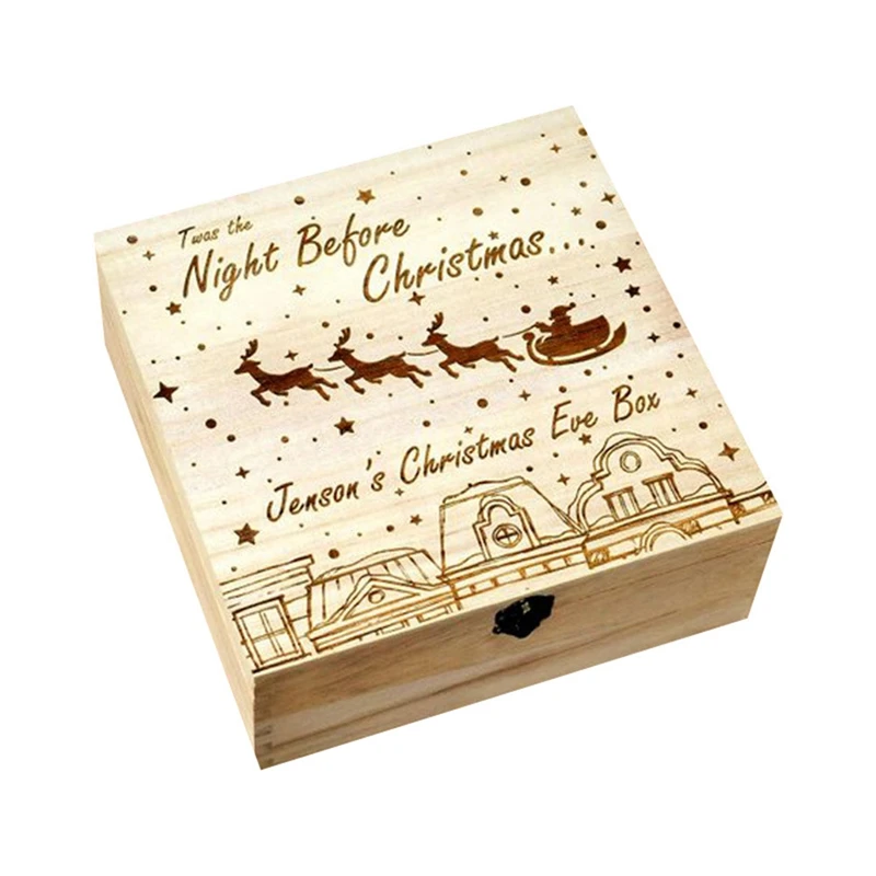 Деревянная цветная Рождественская коробка Клен Деревянный Санта Клаус Олень