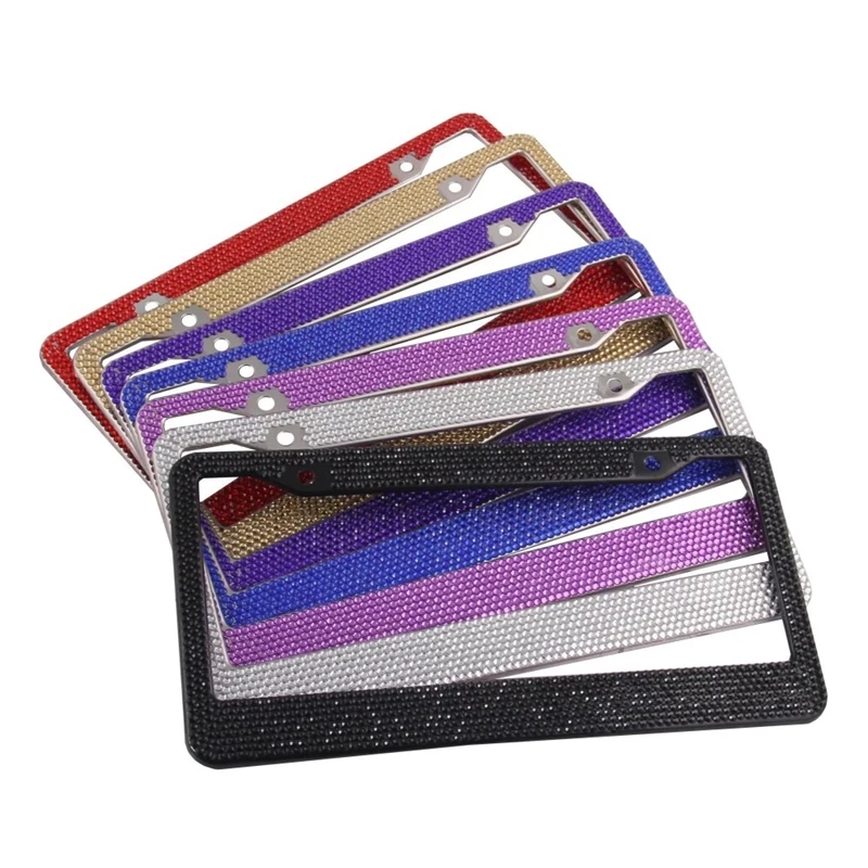 

RhineStone License Plate Frame For Car Number Plate For USA Holder Car Registration Plate License Cover Rear Auto Metal Frame
