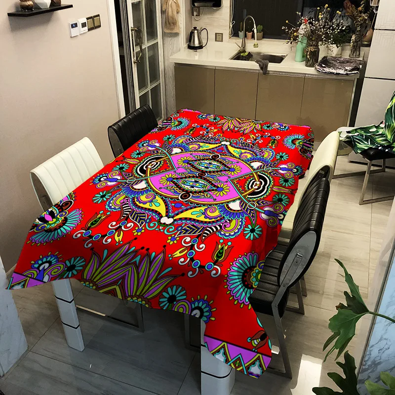 

Elephant Print Tablecloth Waterproof Table Cloth Bohemian Style Floral Rectangular Tea Table Cloth 2020 Decoration
