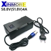 XINMORE 58.8V 4A Li ion Battery charger with fan 58.8V Smart charger Use for 51.8V 52V 14S electric bike battery pack Electric