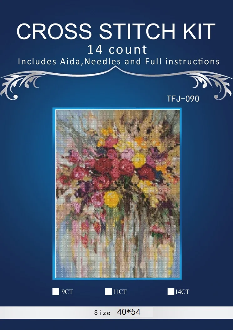 

Набор для вышивки крестиком ONEROOM 14 ct DMC DIY Искусство ручной работы Декор-цветы 3