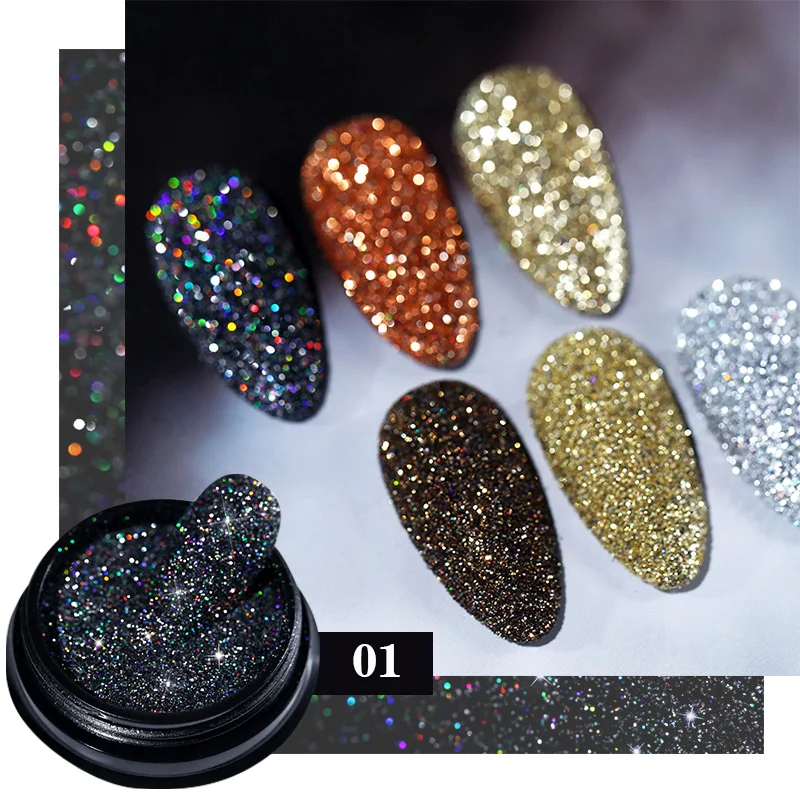 Пудра для Стразы блестящий пигмент радужного цвета переливающийся стеклянный