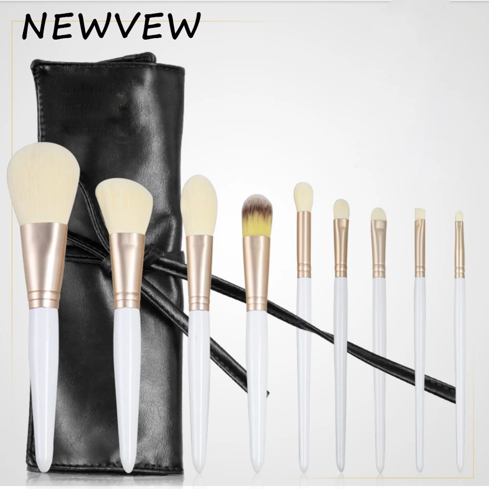 

Кисть для макияжа NEWVEW, 9 шт., инструменты для макияжа белого цвета, кисть для теней для век, кисть для пудры