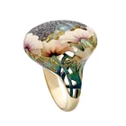 Новое модное женское ювелирное изделие, Золотое кольцо в стиле ретро, ручная роспись, Женское кольцо, ювелирные изделия
