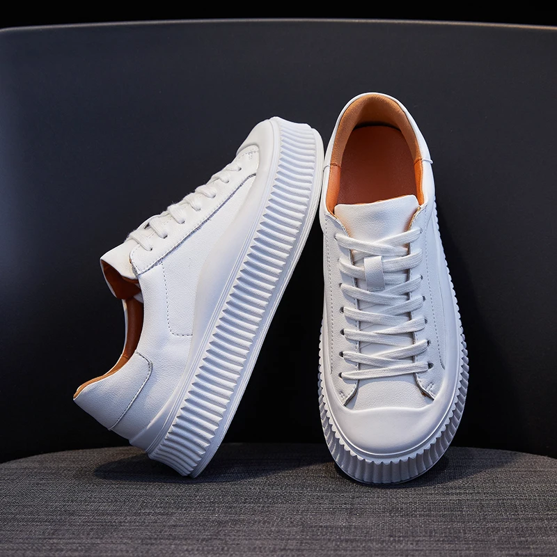 

Women's Platform Vulcanize 2021 Fashion Genuine Leather Cowhide Shoes Spring Autumn Woman Casual Lady Flats Running Sneakers