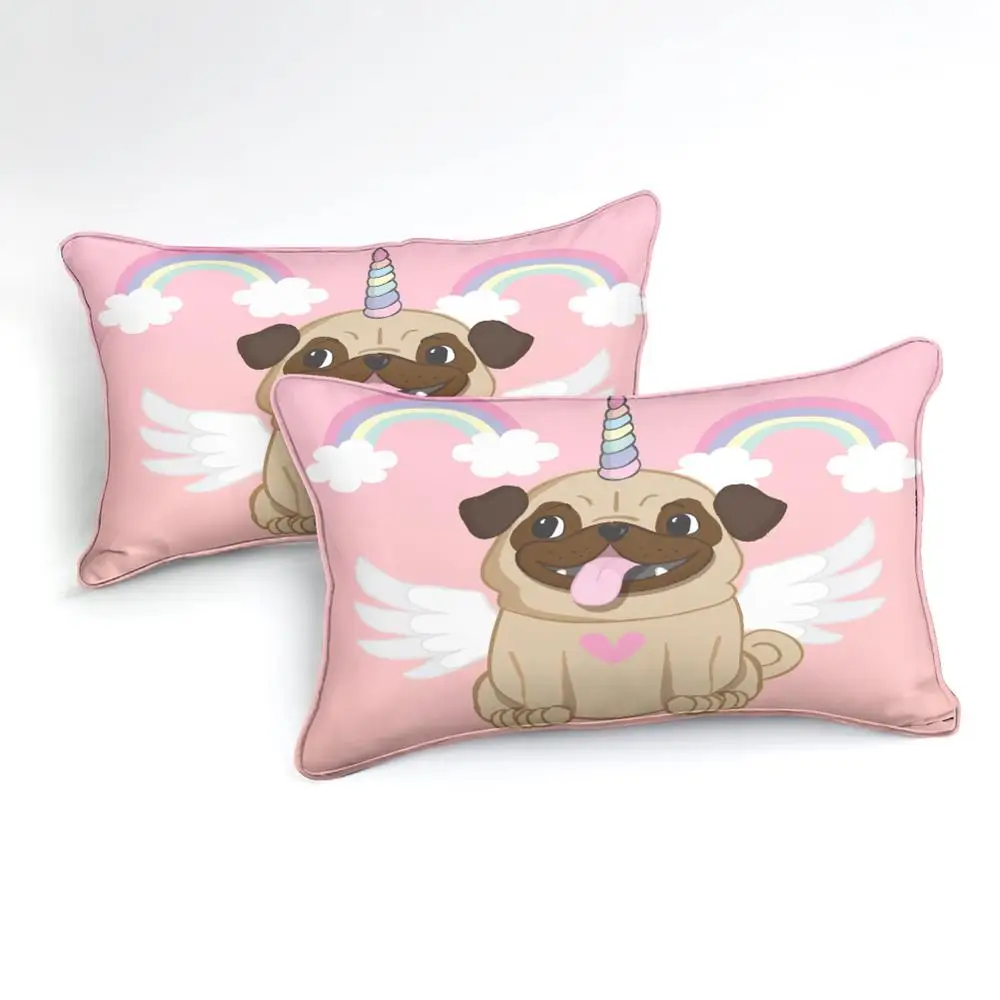 

Pug Dog Comforter Set Cute Puppy Dog Kids Girls Bedding Set Lovely Animals Duvet Cover Set 2/3 Pieces Soft Comforter Quilt Cover