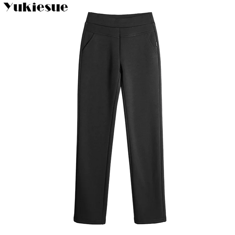 Женские Зимние флисовые теплые штаны для девочек бархатные толстые брюки с