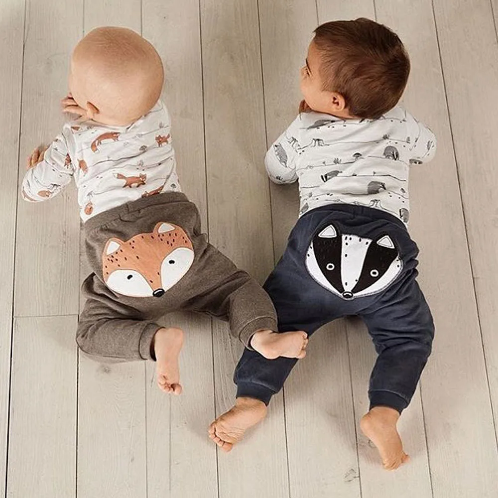 

Newborn Baby Boy Girl 0-18M Fox print Tops Romper Long Pants Autumn Outfits Clothes