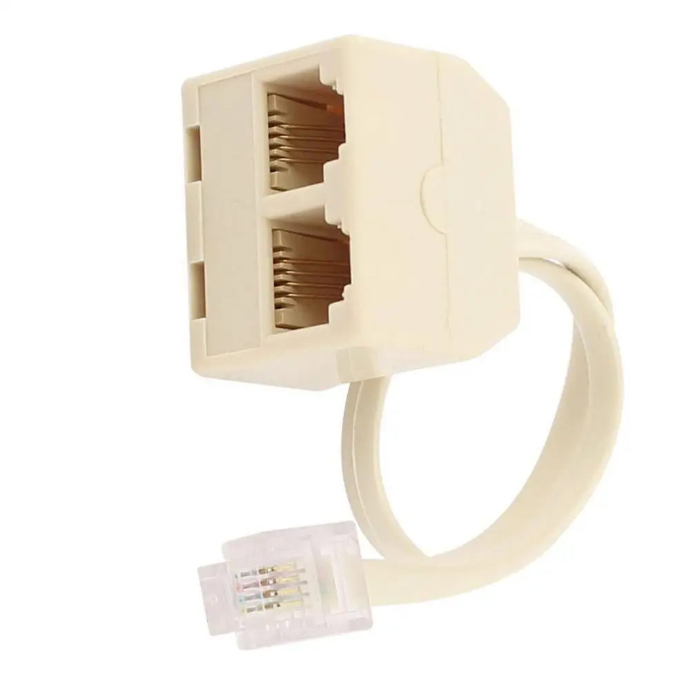 

RJ11 6P4C Male to Female 2 Way Outlet Telephone Jack Line Splitter Adapter