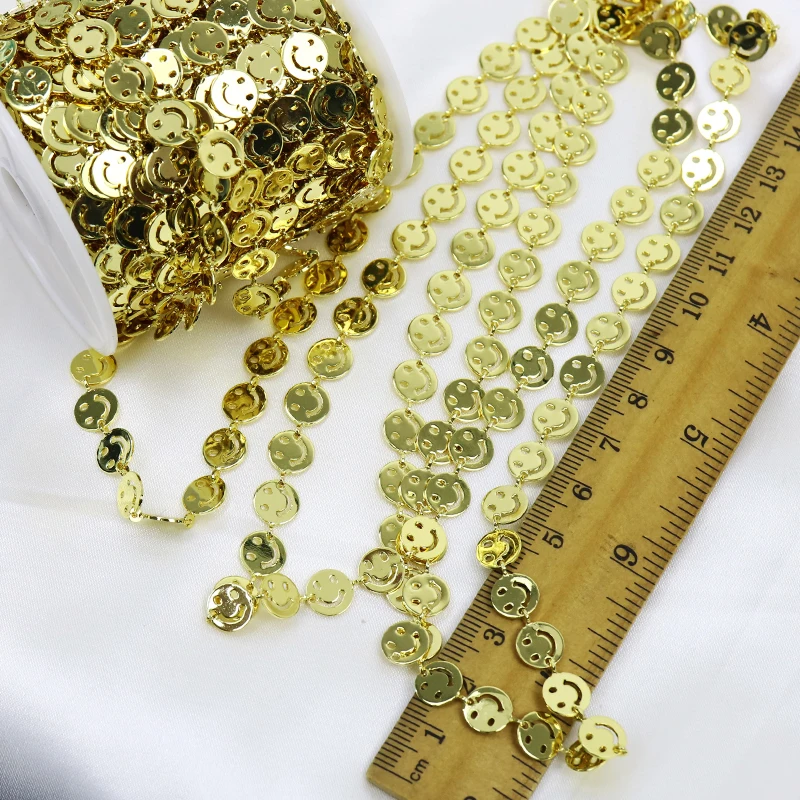 

10 Meter Zirconia Face chain Gold Smile face Chain Necklace Jewelry Accessories Jewelry Necklace Gift 8492