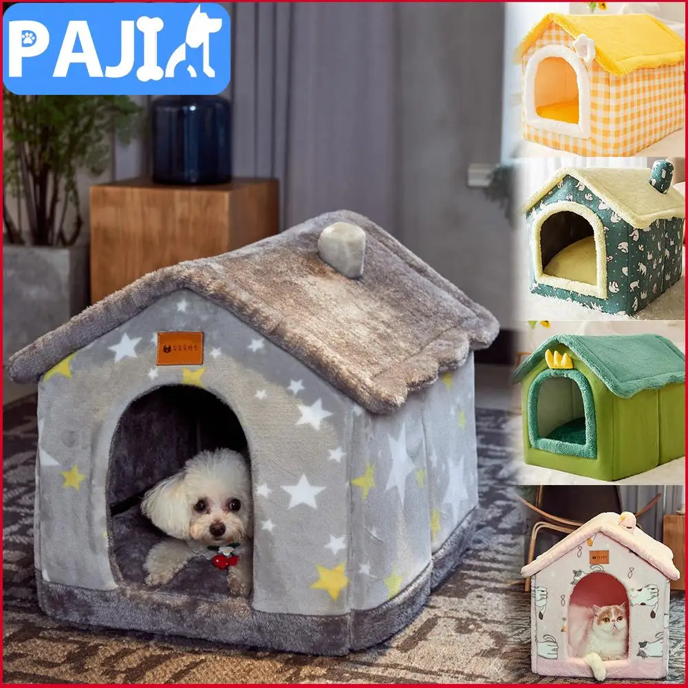 

Pet House Foldable Sleeping Bed Warm Cat Nest Soft Dog Kennel Bed Kitten Cave Sofa Puppy Mat All Seasons Universal Pet House