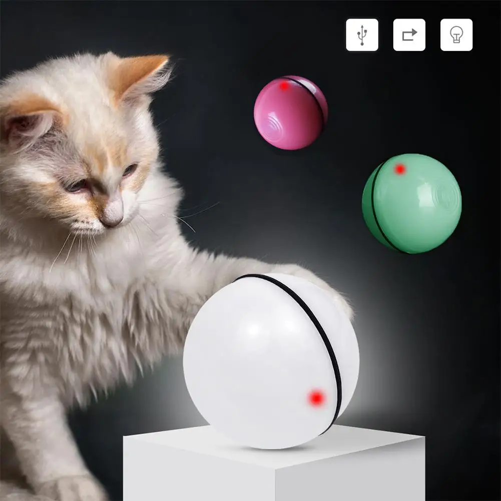 

USB Charging Smart Pet Jumping Ball Chasing Ball Funny Cat Pet Products Pet Cat Dog Toy LED light Auto Rolling Flash Ball Toys