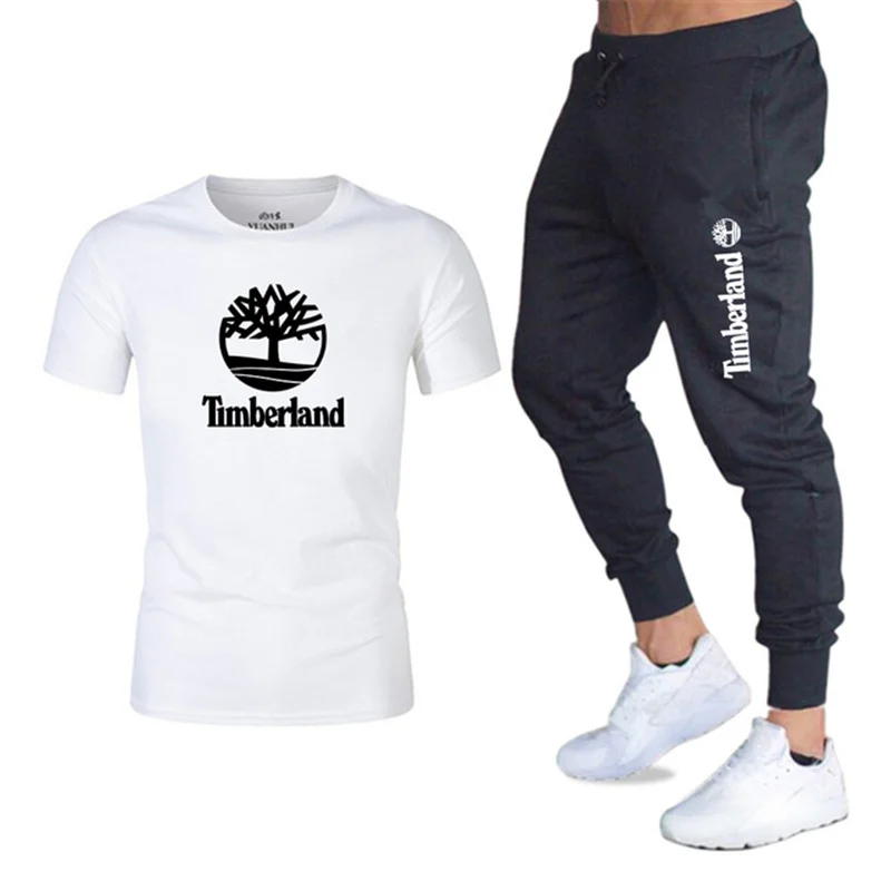 

2021 NEW Men cotton Casual Tracksuit Summer Sportswear Set T Shirt Brand Track Clothing Male Sweatsuit Sports Suits Streetwear