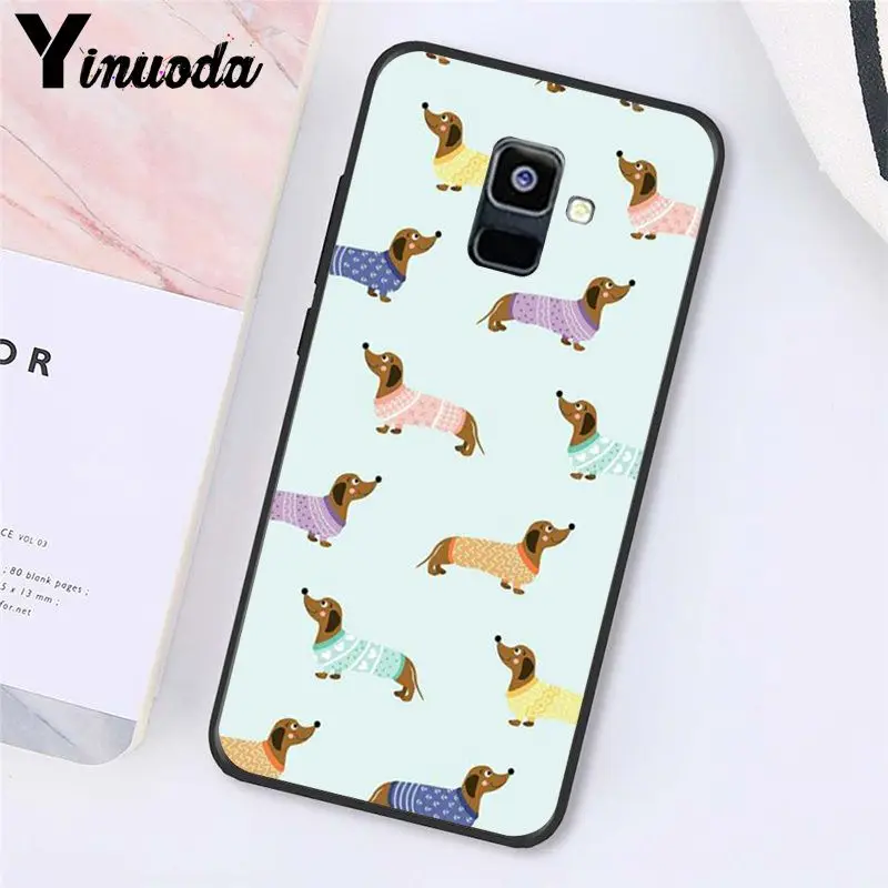 Yinuoda мультфильм Животные собаки таксы, чехол для телефона для samsung Galaxy A7 A50 A70 A20 A30 A40 A8 A6Plus A8Plus A9